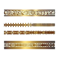 set of vintage gold pattern border