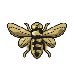 Simple bronze gold 3d bee illustration symmetrical pendant design