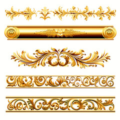 set of vintage gold pattern border