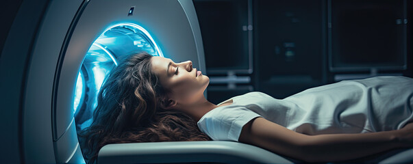 Modern magnetic resonance technology with patient.  Scaning method