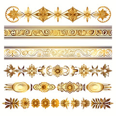 set of vintage gold pattern border