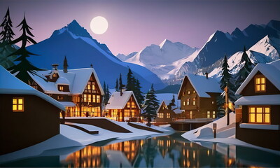 Fototapeta premium Village in the Alps