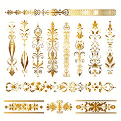 set of vintage gold pattern border
