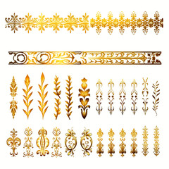 set of vintage gold pattern border