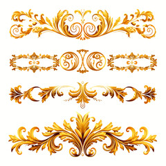 set of vintage gold pattern border