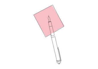 pen writing in continuous line drawing . Pencil symbol of study and education concept in simple linear style. Contour icon. Doodle vector illustration
