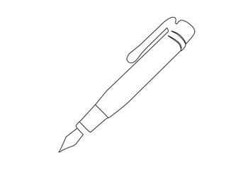 pen writing in continuous line drawing . Pencil symbol of study and education concept in simple linear style. Contour icon. Doodle vector illustration
