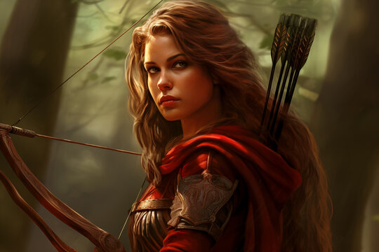 Female archer illustration in a competitive setting