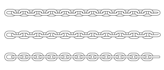 Set chains drawn by hand. Seamless straight line links.