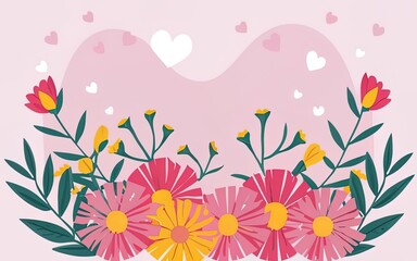 Elegant floral vector illustration with pink blooms and green foliage on a pastel background, perfect for wedding designs, invitations, and spring themed projects