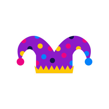 Jester fools hat, clown hat. carnival and Purim celebration. SVG icon