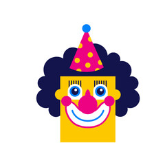 Clown character. Birthday buffoon ,joker character, carnival and Purim party. SVG ICON