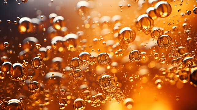 Golden dew drops on wet leaf sparkle