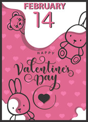 Valentine's Day card, flyer, poster. Vector illustration 4