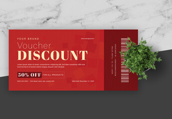 Red and Yellow Geometric Voucher
