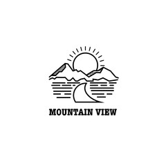 mountain view monoline logo for logo, template, design, icon, etc