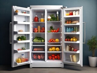 refrigerator, food, groceries
