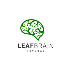Leaf brain natural, Health brain nature mind , creative unique vector illustration minimalist logo design