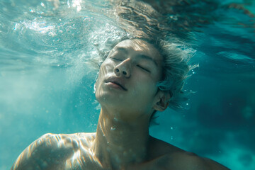 Ethereal Beauty Below: Thai Model's Tranquil Underwater Stance