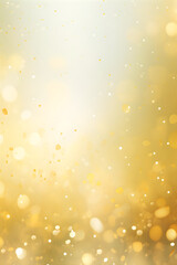 Vibrant abstract soft yellow and gold glitter lights background. Circle blurred bokeh. Festive backdrop for design or event with copy space.