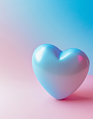 A soft blue heart on a pastel pink and blue background.