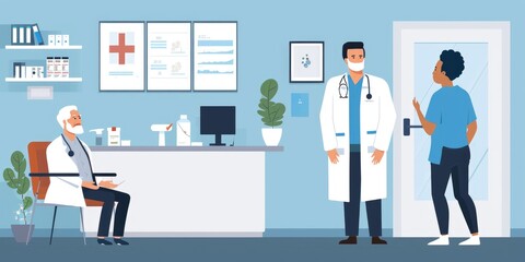 Fototapeta premium Graphics depicting medical services tailored for the geriatric population