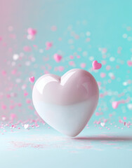 A large soft polished heart on a pastel background. Ideal for Valentine's day card.