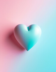 A soft blue heart on a pastel pink and blue background.
