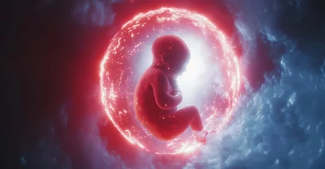 Poster Foetus inside a glowing womb - AI Generated Digital Art © Paul