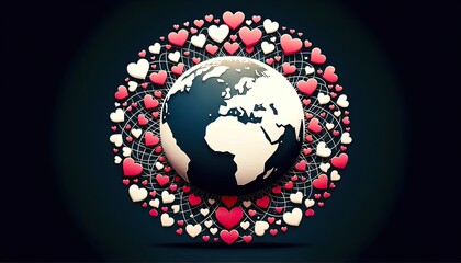 Global Embrace: Hearts Uniting the World on Valentine's Day