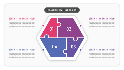 Four steps puzzle shape infographic template