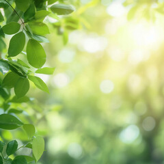 Fototapeta na wymiar Nature view of green leaf on blurred greenery