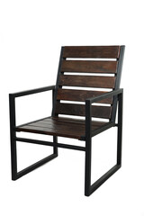 Metal chairs for spring garden isolated on white. Metal garden furniture for picnics and birdwatching.