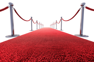 Red Carpet Hallway with red dividers and ropes for the Cinema and Fashion awards, a ceremony for celebrities isolated transparent background