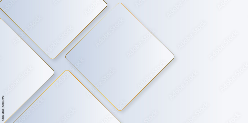 Poster abstract white and grey color geometric luxury silver color square pattern on banner with shadow. mo