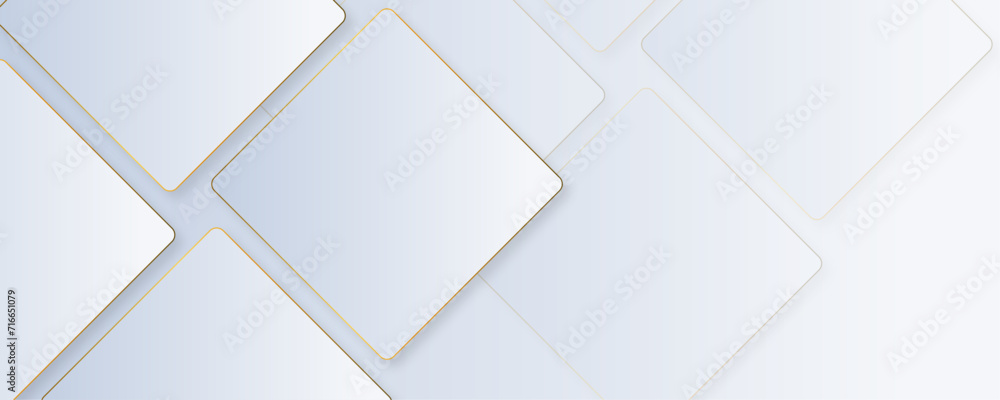 Poster abstract white and grey color geometric luxury silver color square pattern on banner with shadow. mo