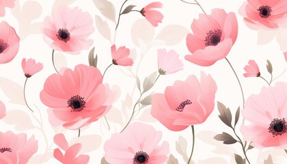 Colorful Pink Flower Watercolor Pattern Background. Wallpaper. Valentine's Day Banner. Abstract. Winter. Christmas. Summer. Spring