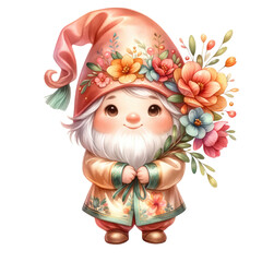 Cheerful Garden Gnome Toasting with a Glass of Wine Illustration