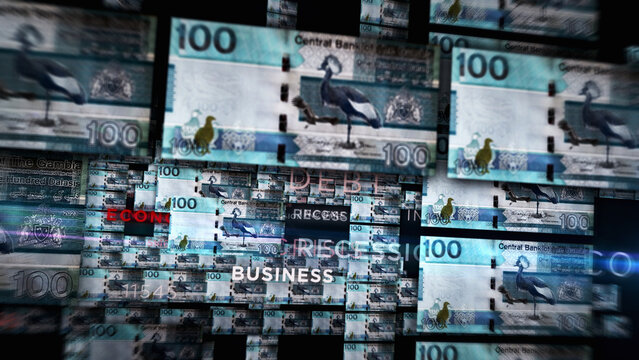 Gambia dalasi growing pile of money concept 3d illustration