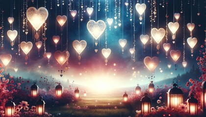 Enchanted Evening of Hearts: Valentine's Day Lantern Dreamscape