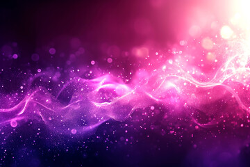Purple-pink abstract background. A backdrop with sparkling stars, stripes and spots. A bright burst of particles and waves in motion