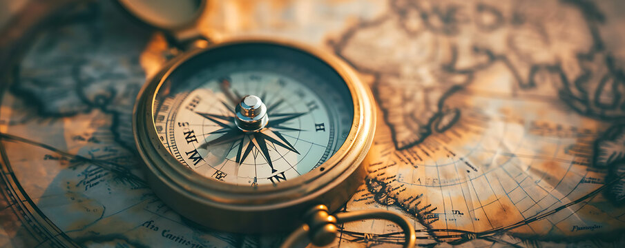 A vintage-style compass surrounded by soft, faded maps, symbolizing the journey of love through time and distance. © thisisforyou