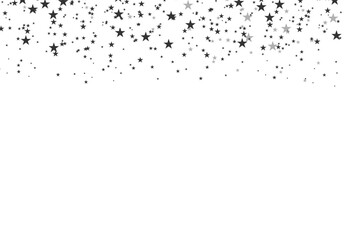 Confetti with stars. Chaotic elements. Star trail, meteoroid, comet, asteroid on a white background. White and black retro background. Vector illustration