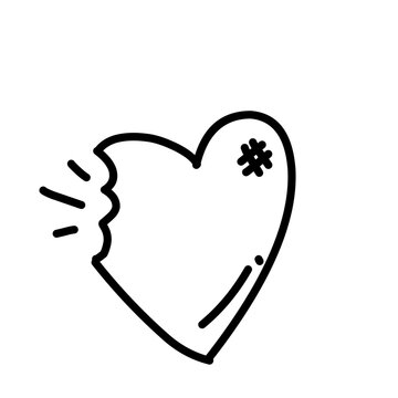 Illustration of a sketch of a heart with a broken heart