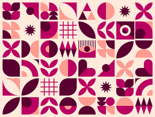 Modern purple, maroon and pink abstract geometric pattern background, creates a visually stunning contrast, infusing vector design with a contemporary allure. Dynamic interplay of shapes and hues