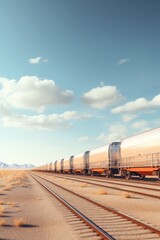 Fototapeta na wymiar Freight Train Crossing Desert Landscape