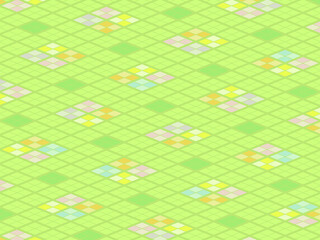 春の花畑のようなカラフルな菱文様背景