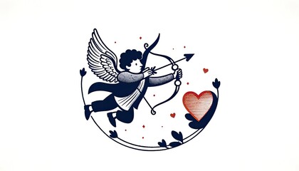 Cupid's Aim: A Whimsical Valentine's Day Illustration