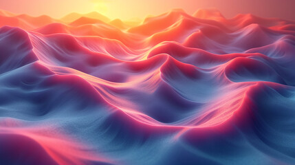Obraz premium abstract colorful glowing wavy perspective with fractals and curves background 16:9 widescreen wallpapers
