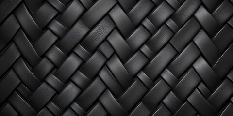 Weave eco leather black texture pattern, panoramic background